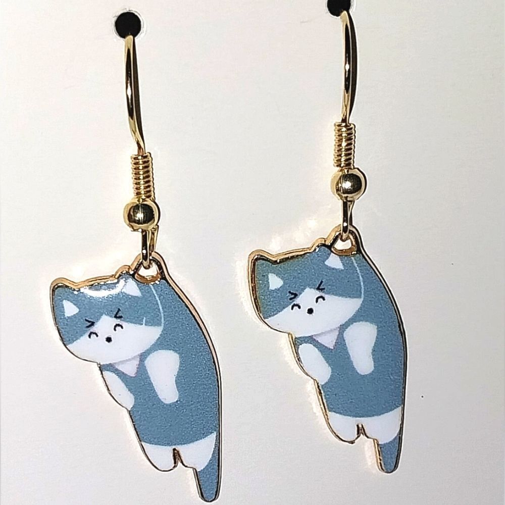 Blue Super cute cat fashion Earrings For Adults And Kids